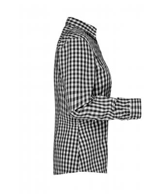 Dames Ladies' Checked Blouse Zwart/wit 8053