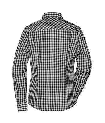 Dames Ladies' Checked Blouse Zwart/wit 8053