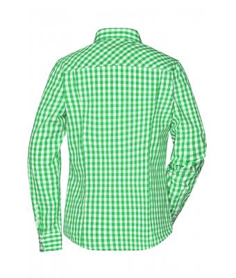 Dames Ladies' Checked Blouse Groen/wit 8053