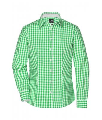 Dames Ladies' Checked Blouse Groen/wit 8053