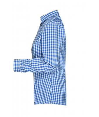 Dames Ladies' Checked Blouse Royal/wit 8053