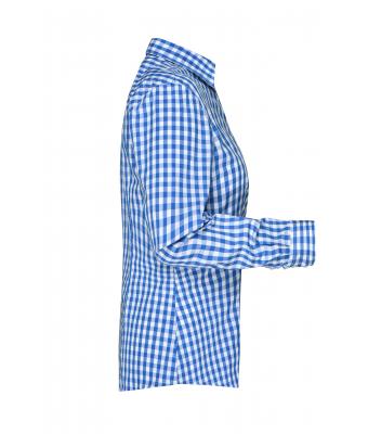 Dames Ladies' Checked Blouse Royal/wit 8053