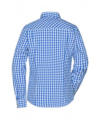 Dames Ladies' Checked Blouse Royal/wit 8053