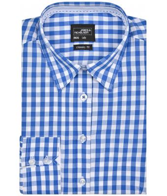 Dames Ladies' Checked Blouse Royal/wit 8053