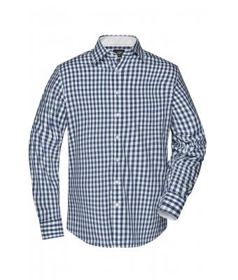 Men Men's Checked Shirt Navy/white 8054