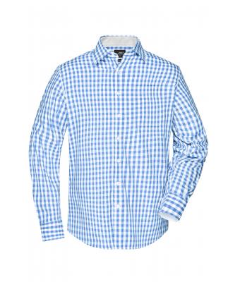 Men Men's Checked Shirt Glacier-blue/white 8054