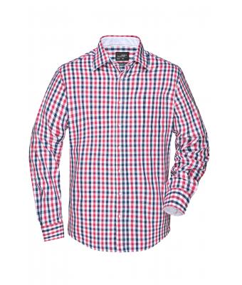 Men Men's Checked Shirt Navy/red-navy-white 8054