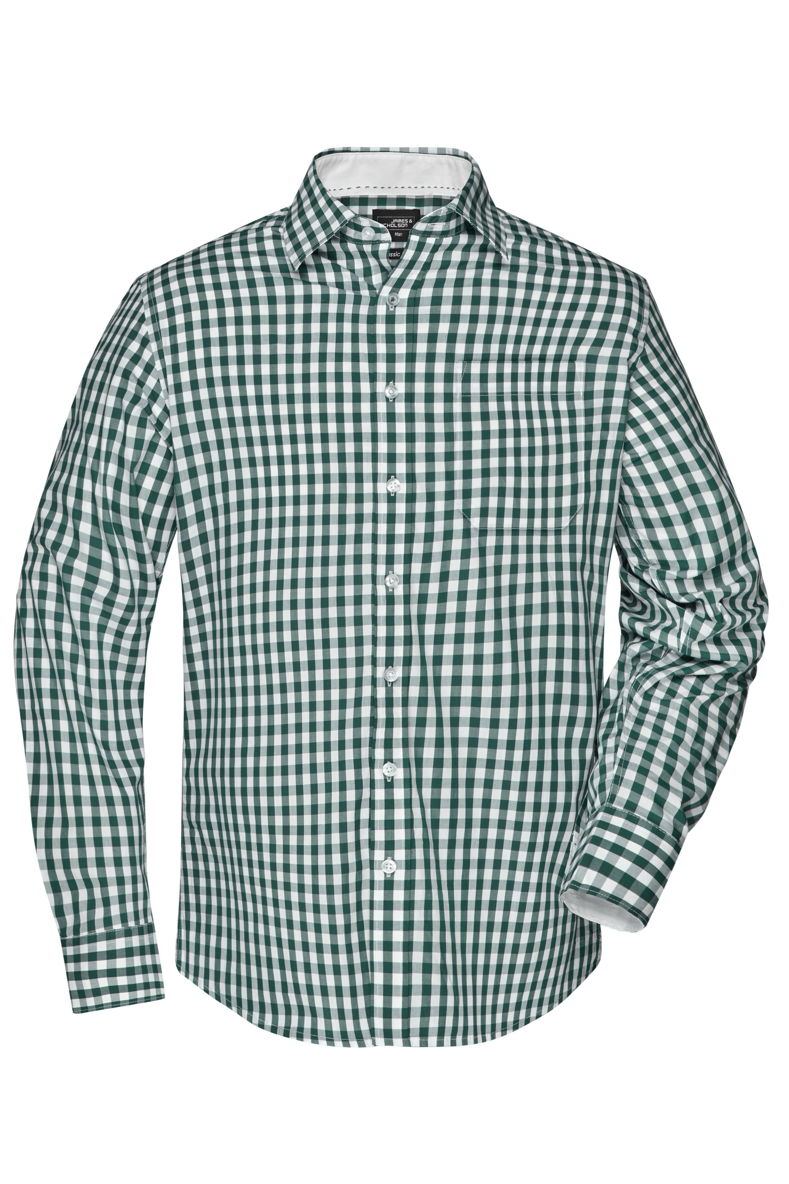 Men Men's Checked Shirt Forestgreen/whiteDaiber