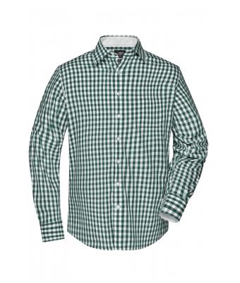 Men Men's Checked Shirt Forest-green/white 8054