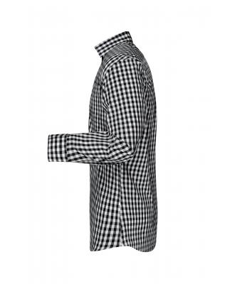Herren Men's Checked Shirt Black/white 8054