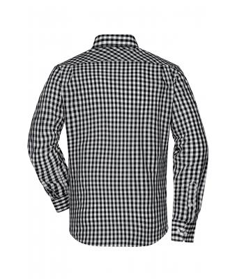 Herren Men's Checked Shirt Black/white 8054