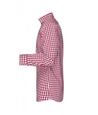 Herren Men's Checked Shirt Bordeaux/white 8054