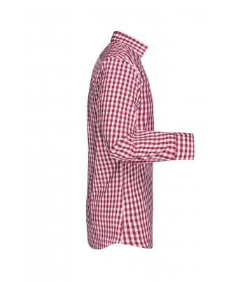 Herren Men's Checked Shirt Bordeaux/white 8054