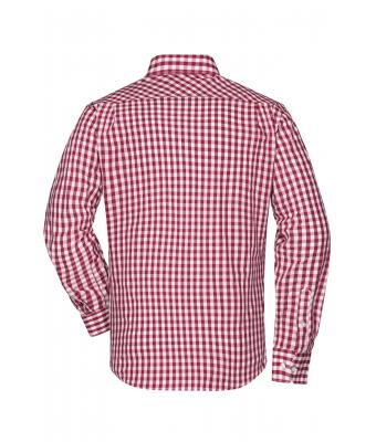 Herren Men's Checked Shirt Bordeaux/white 8054