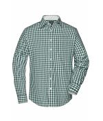Herren Men's Checked Shirt Forest-green/white 8054