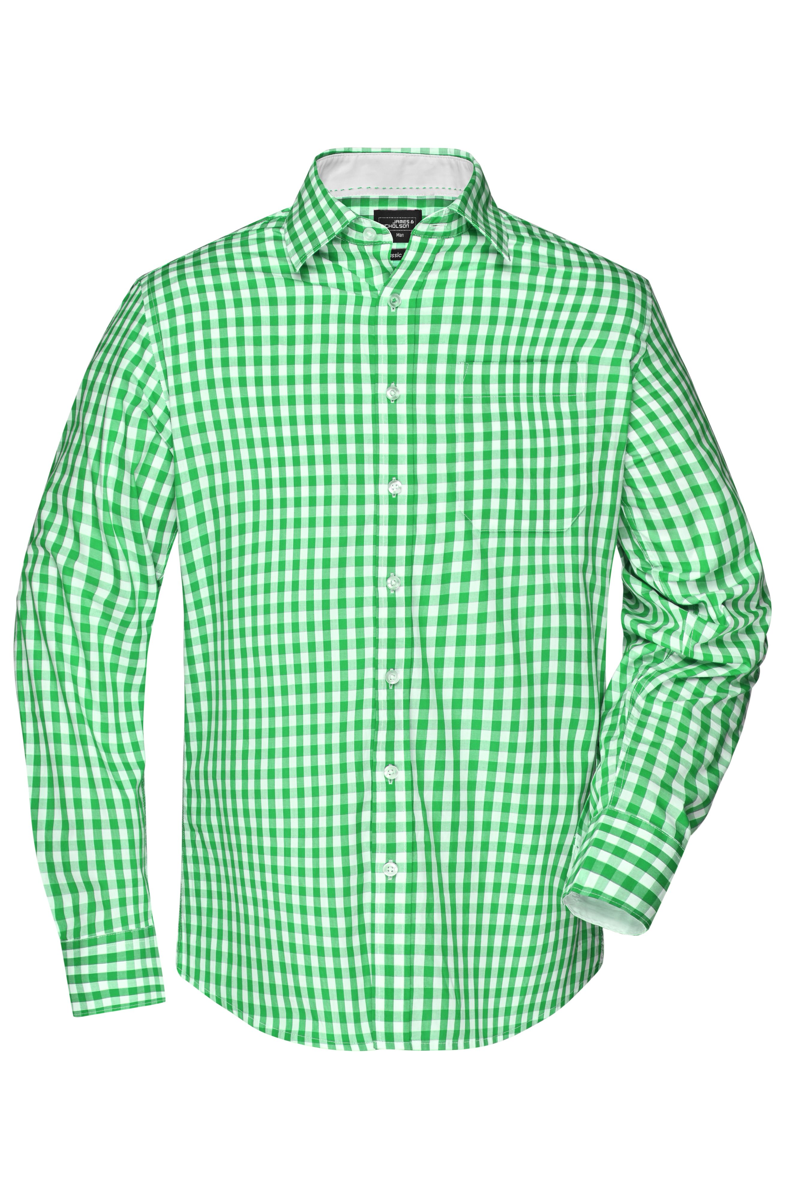 Men Men's Checked Shirt Green/whiteDaiber