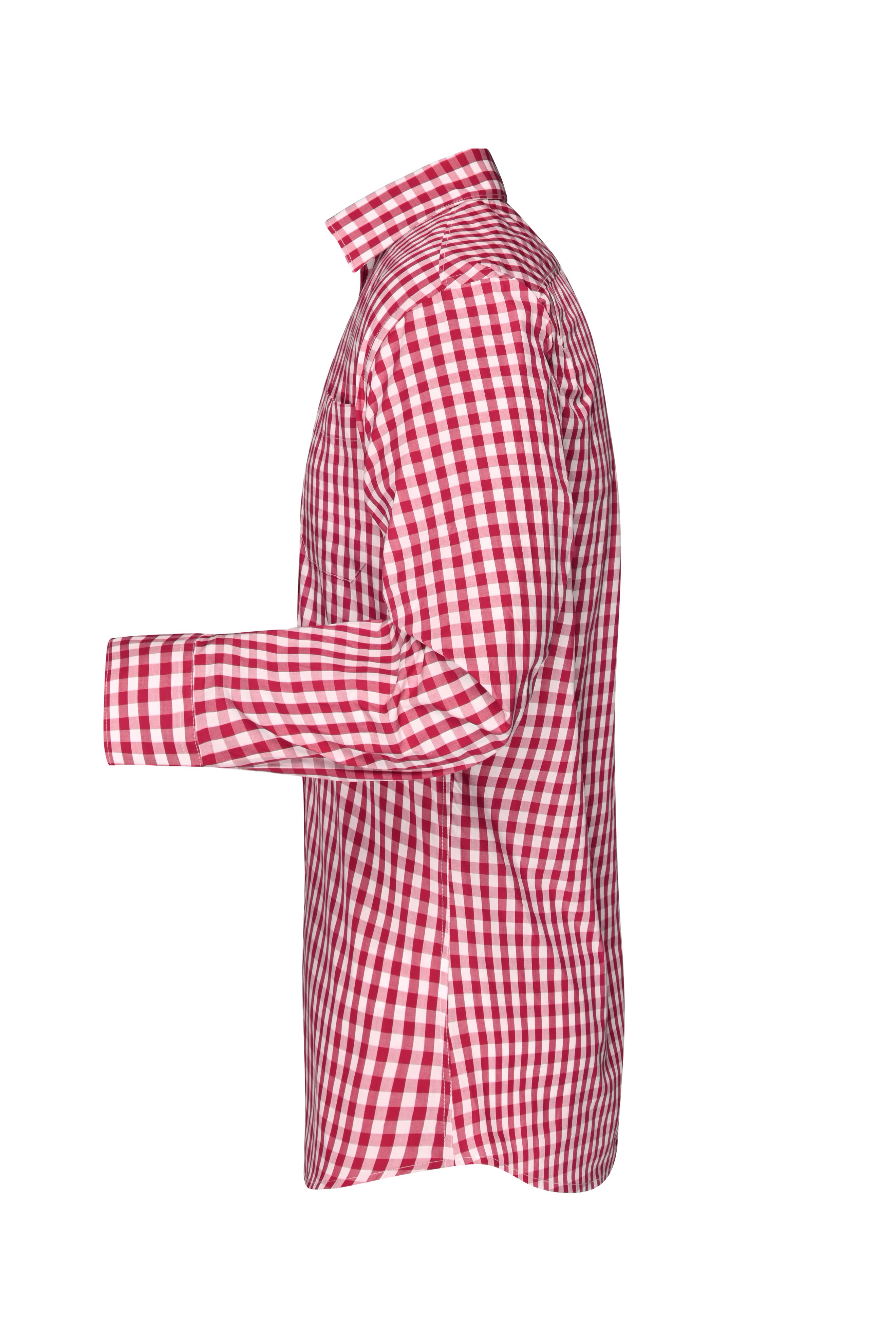 Men Men's Checked Shirt Red/white-Daiber