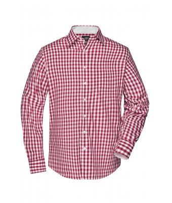 Men Men's Checked Shirt Bordeaux/white 8054