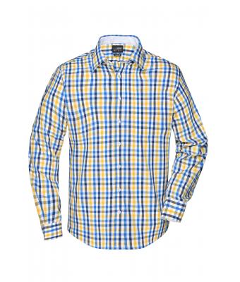 Men Men's Checked Shirt White/blue-yellow-white 8054