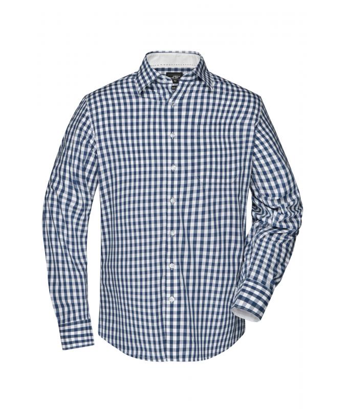 Heren Men's Checked Shirt Navy/wit 8054