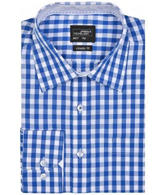 Heren Men's Checked Shirt Royal/wit 8054