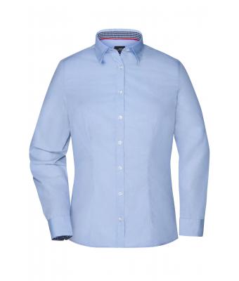 Damen Ladies' Plain Shirt Light-blue/navy-white 8055