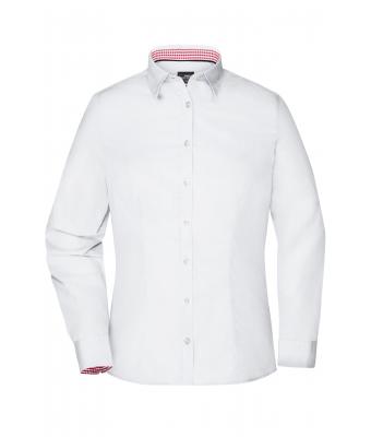 Damen Ladies' Plain Shirt White/red-white 8055