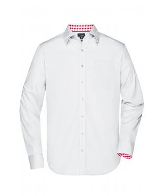 Homme Chemise manches longues business homme Blanc/rouge-blanc 8056