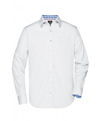 Homme Chemise manches longues business homme Blanc/royal-blanc 8056