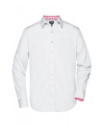 Men Men's Plain Shirt White/red-white 8056