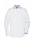 Heren Men's Plain Shirt Wit/royal-wit 8056