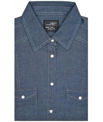 Ladies Ladies' Denim Blouse Dark-denim 8158