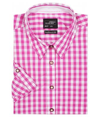 Damen Ladies' Traditional Shirt Purple/white 8306