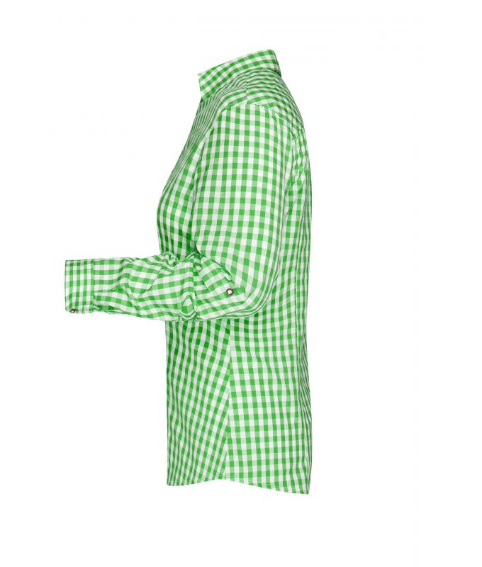 Dames Ladies' Traditional Shirt Groen/wit 8306
