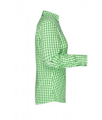 Dames Ladies' Traditional Shirt Groen/wit 8306