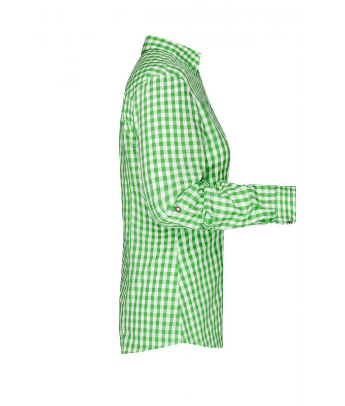 Dames Ladies' Traditional Shirt Groen/wit 8306
