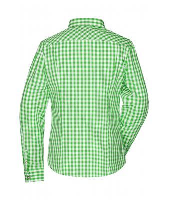 Dames Ladies' Traditional Shirt Groen/wit 8306