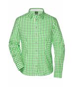 Dames Ladies' Traditional Shirt Groen/wit 8306
