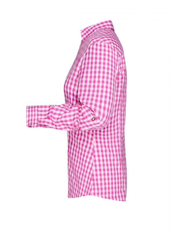 Dames Ladies' Traditional Shirt Paars/wit 8306