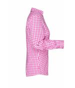 Dames Ladies' Traditional Shirt Paars/wit 8306