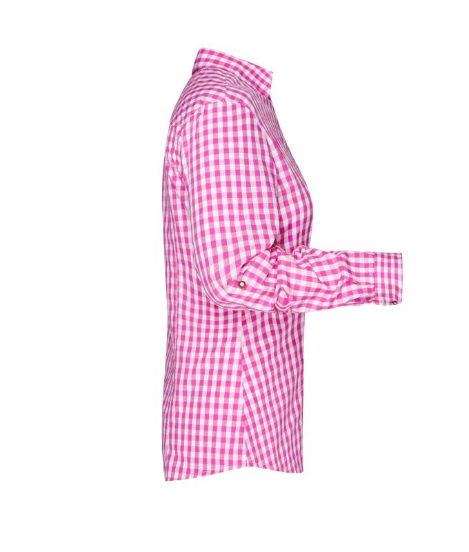 Dames Ladies' Traditional Shirt Paars/wit 8306