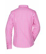Dames Ladies' Traditional Shirt Paars/wit 8306