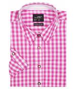 Dames Ladies' Traditional Shirt Paars/wit 8306