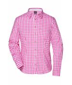 Dames Ladies' Traditional Shirt Paars/wit 8306