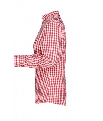 Dames Ladies' Traditional Shirt Rood/wit 8306