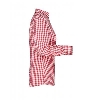 Dames Ladies' Traditional Shirt Rood/wit 8306
