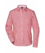 Dames Ladies' Traditional Shirt Rood/wit 8306