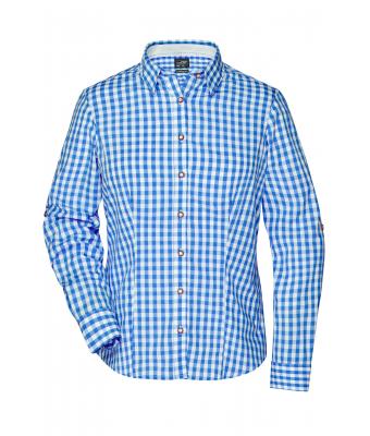 Dames Ladies' Traditional Shirt Royal/wit 8306