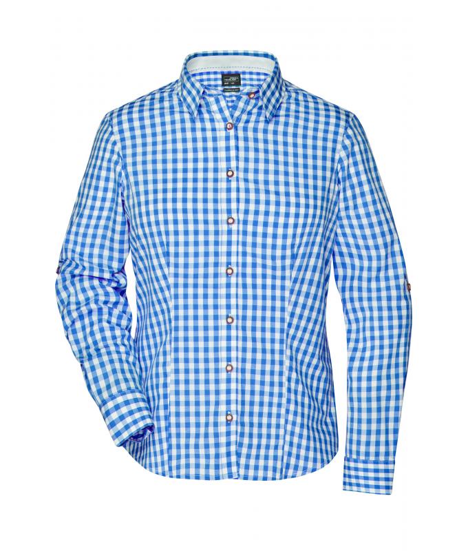 Dames Ladies' Traditional Shirt Royal/wit 8306