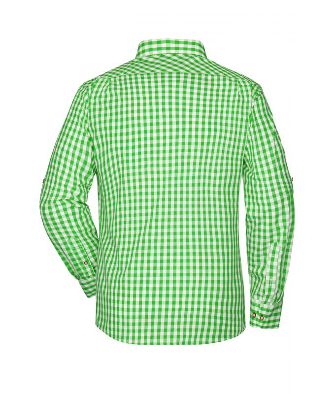 Homme Chemise traditionnelle Vert/blanc 8307